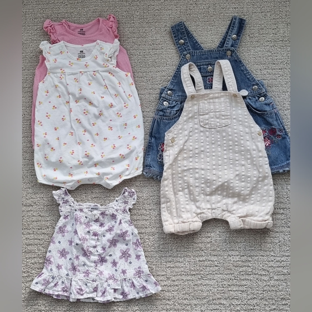 Summer Baby girl minimalist 5 pcs size EU 62 US 0-3 MNT dress top pants H&M Mexx